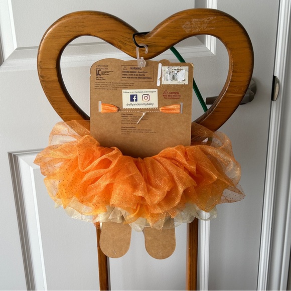 Elly & Emmy First Halloween Photo Op 3 Piece Set Orange Tutu - Picture 7 of 13
